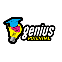 genius potential logo on a black background